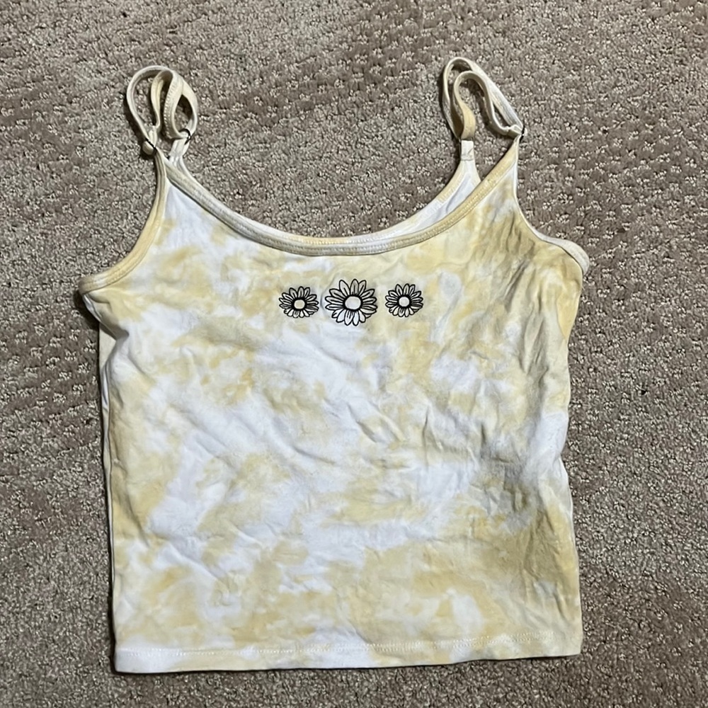 Hollister Tie Dye Flower Embroidered Crop Top